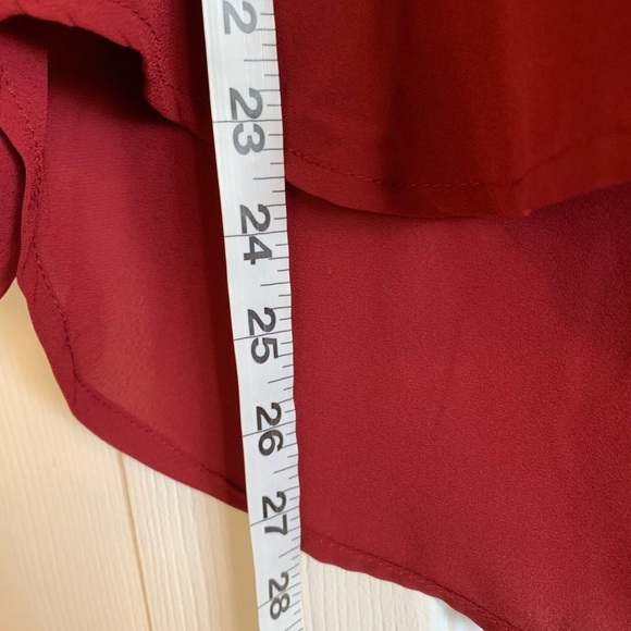 Lily white dark red sheer like blouse with cut out shoulders - Picture 7 of 8